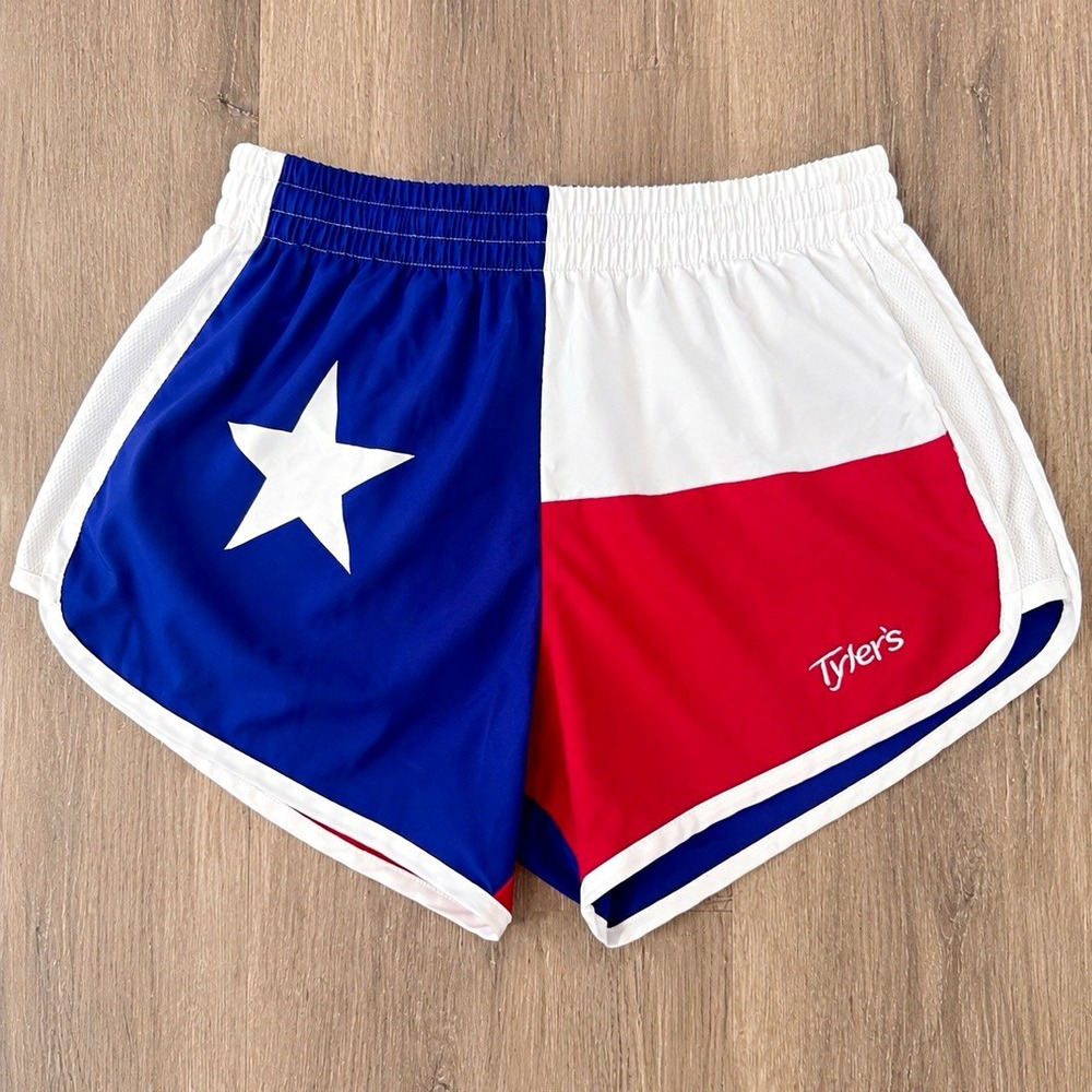 Tyler's Texas Flag Running Shorts Adult Medium Red White Blue Athletic USA